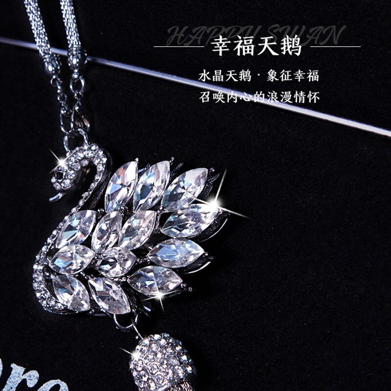 汽车挂件神款网红水晶天鹅后视镜可爱车内吊P饰高档车载吊坠挂饰