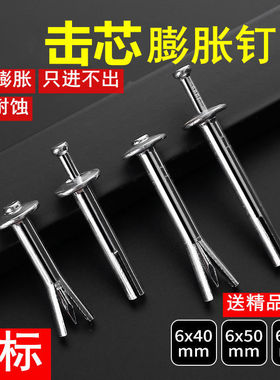击芯壁虎固定快速钉膨胀厘内插片美式膨胀钉快速钉膨胀钉强力M6