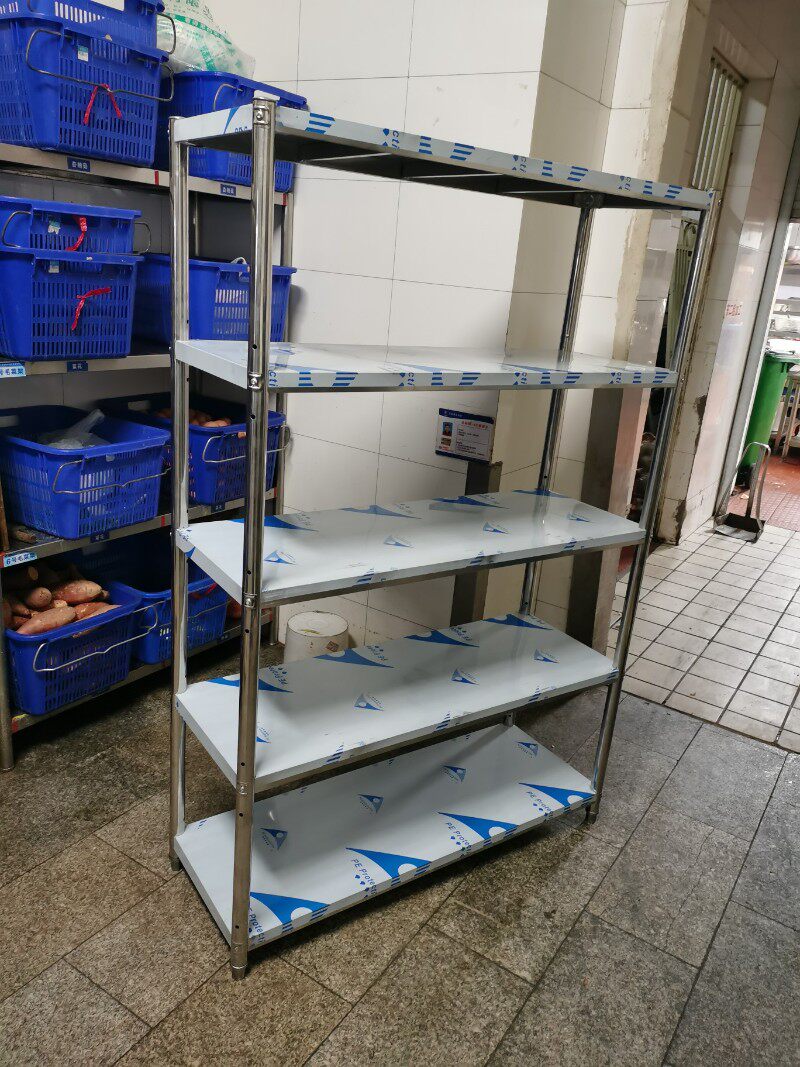 定制304不锈钢落地置物架商用厨房五层货架加厚多功能储物柜多层