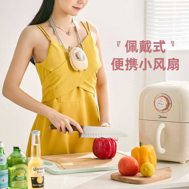 懒人夏季挂脖充电小风扇儿童便携式户外可爱静音迷你无叶超萌女生