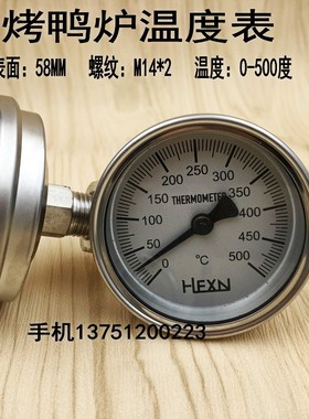 WSS-303烤鸭炉温度计 烧鹅炉温度表 0-500度高温测温仪器 专用测