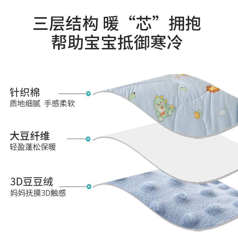 儿童小被子秋冬加厚新生婴儿冬天棉被幼儿园宝宝盖豆豆毯四季通用
