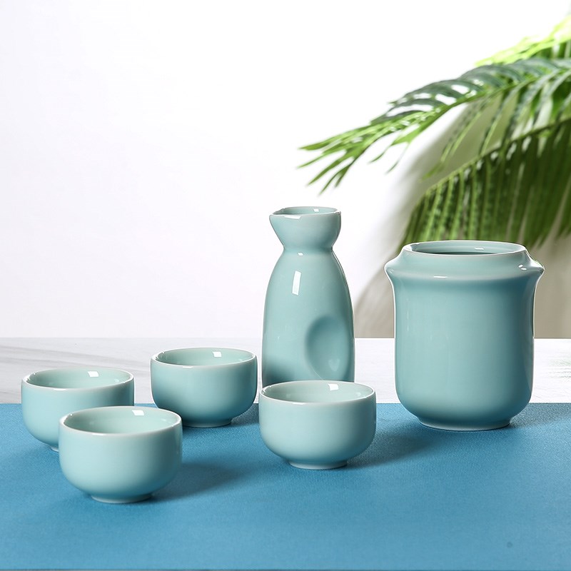 青瓷酒具陶瓷套装温酒器酒壶分酒器白酒杯烈酒杯小酒盅酒具