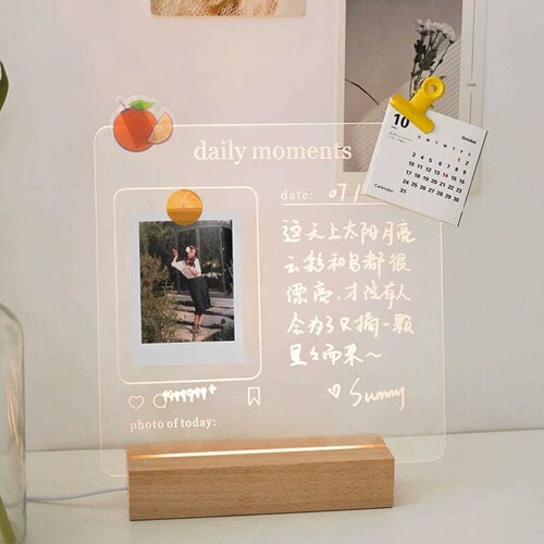 透明发光亚克力记事板INS可擦留言小白板学生备忘提示桌面写字板