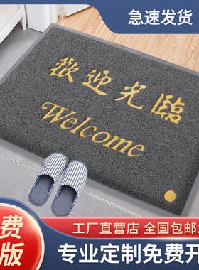 欢迎光临防滑地垫入户门垫丝圈脚垫进门店铺迎宾定制高级地垫LOGO