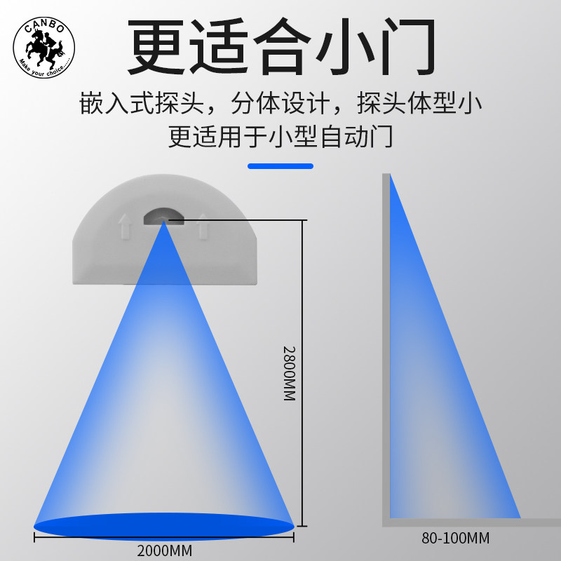 感应门迷你嵌入式小探头平移玻璃门微型感应探头开关自动门配件