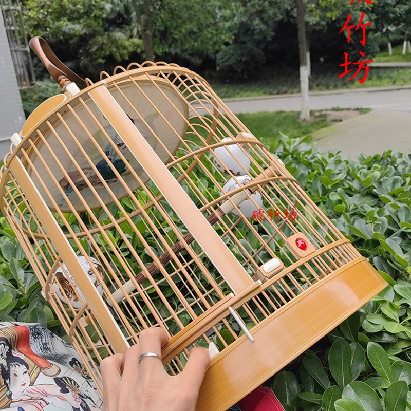 正宗手工川笼老料竹子画眉鸟笼 精品高端笼子 龙爪贴青加盖板