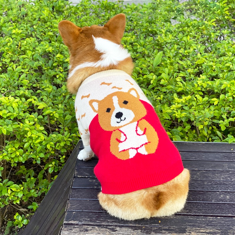 狗新年衣服柯基保暖毛衣中小型犬比熊雪纳瑞柴犬奶狗冬季过年衣服