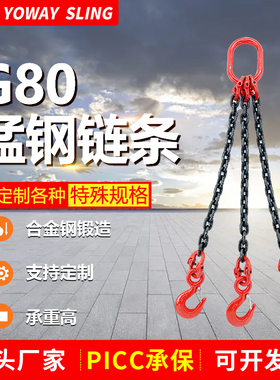G80锰钢起重链条吊索具组合铁链吊索吊钩吊链吊具叉车勾子吊车2腿