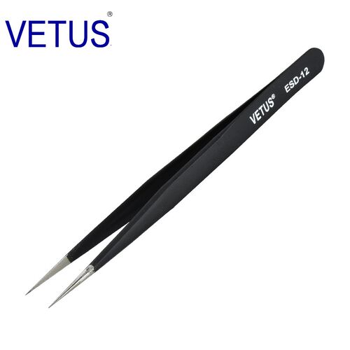 VETUS ESD防静电高精密镊子ESD-12 302不锈钢防磁防酸 钟表维修美