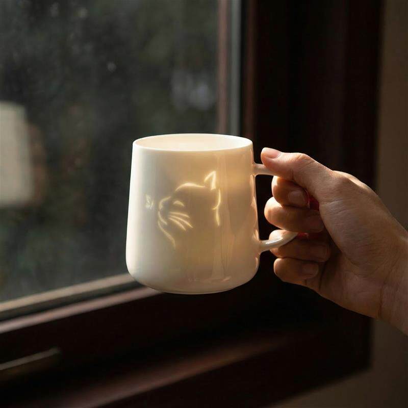 猫咪陶瓷情侣杯子带盖水杯女生日礼物马克杯咖啡杯对杯礼盒装可爱