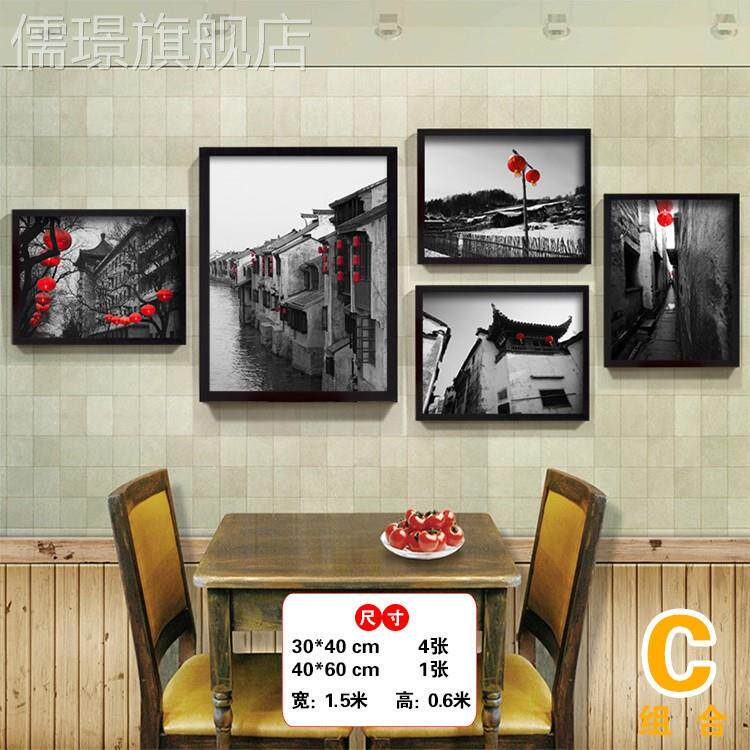 网红重庆黑白复老照片火厅锅店装饰画饭店古怀旧壁画餐挂画面馆墙