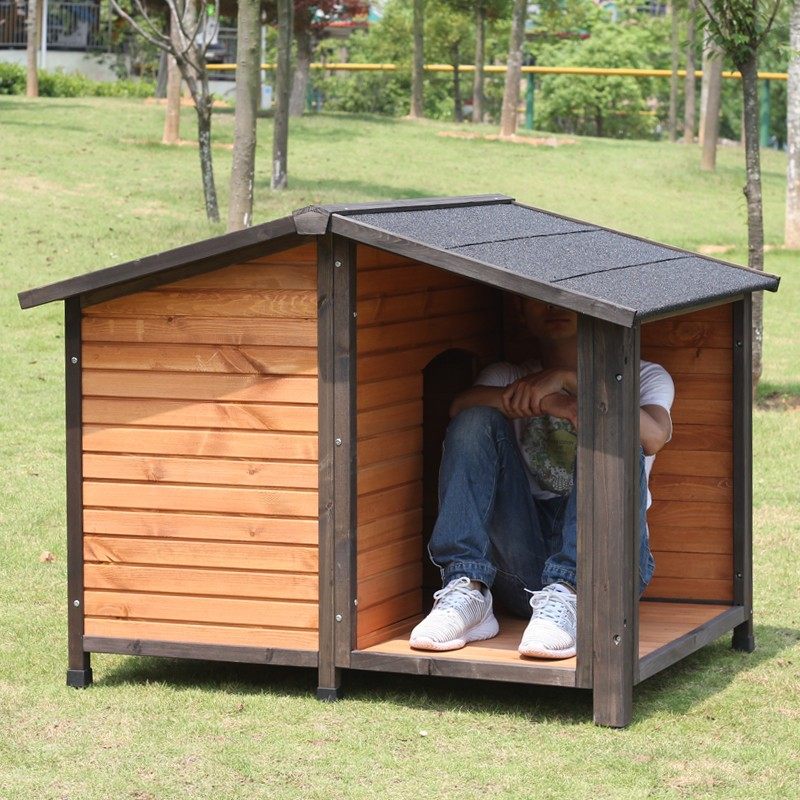 包邮户外实木狗屋防腐雨晒大中小型犬狗窝狗舍狗房子拆洗别墅夏季