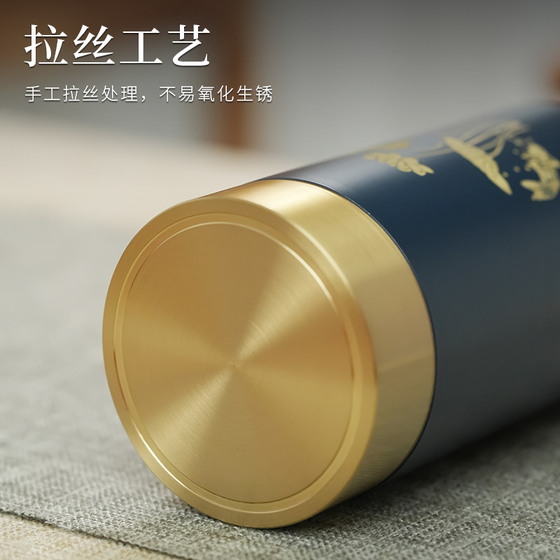 中式黄铜茶叶罐便携旅行储存罐普洱红绿茶防潮密封罐收纳盒可刻字