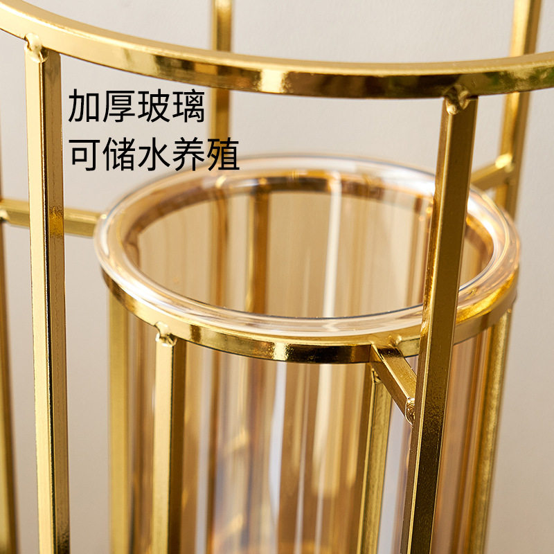 金属铁艺花瓶摆件样板房前台客厅插花水培养殖真花工艺品装饰