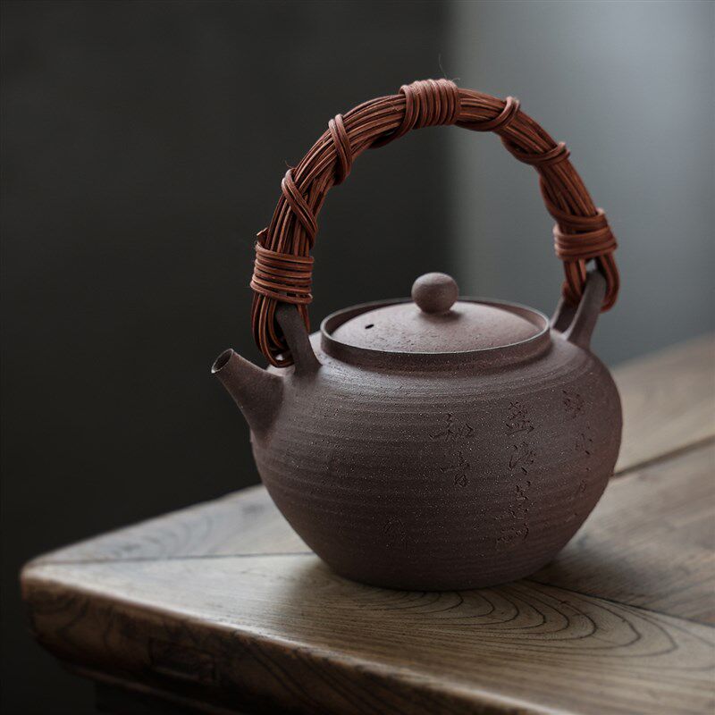手工陶壶砂铫 烧水煮茶壶 茶诗潮州工夫泡茶炉 火炭炉 碳烤炉藤提