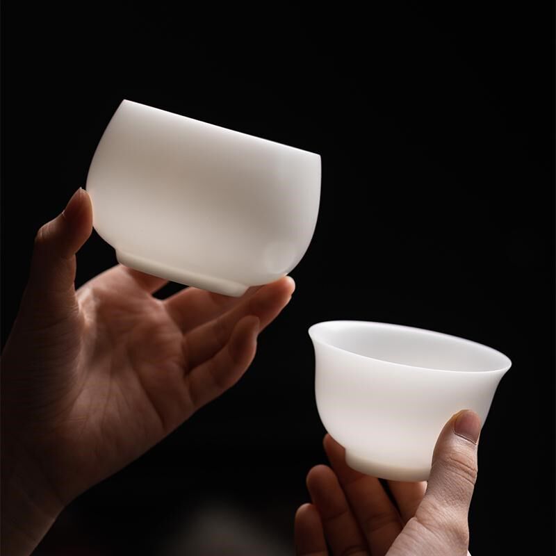 白里挑壹冰种玉瓷素烧主人杯单杯品茗杯茶杯功夫茶具陶瓷德化白瓷