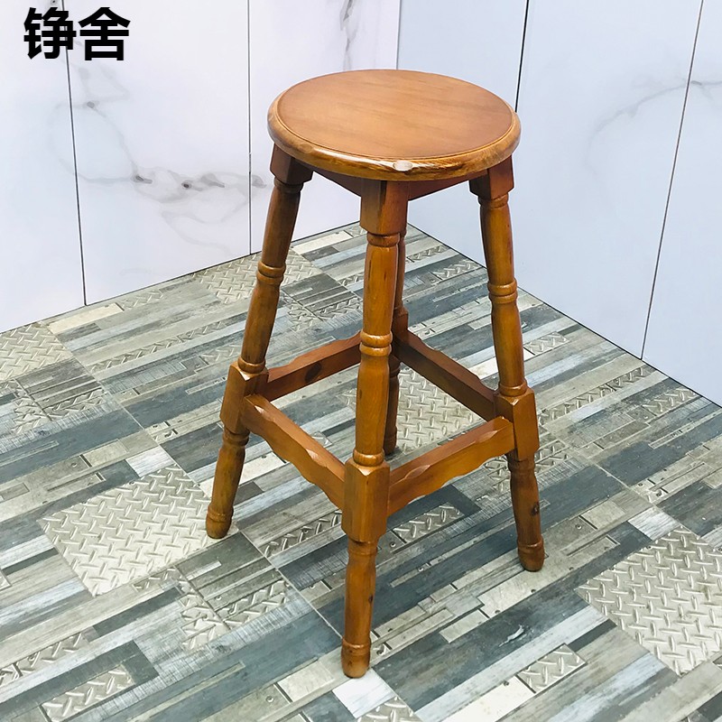 实木吧台椅高脚凳简约休闲凳复古靠背椅酒吧高凳圆凳板凳木凳吧凳