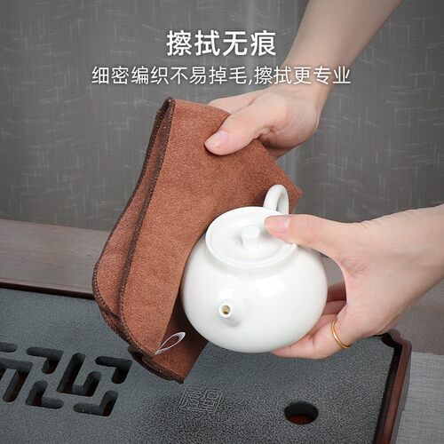 弘龙茶巾布吸水高档茶桌抹布加厚中式茶几毛巾养壶巾茶具配件家用