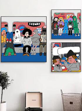卡通漫画装饰画幼儿园卧室画床头挂画玄关有框画客厅沙发背景墙画