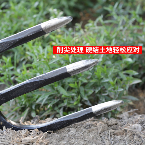 家用耙子松土锄头翻地农用工具三齿加厚叉锄长柄钉耙搂草园艺耙子