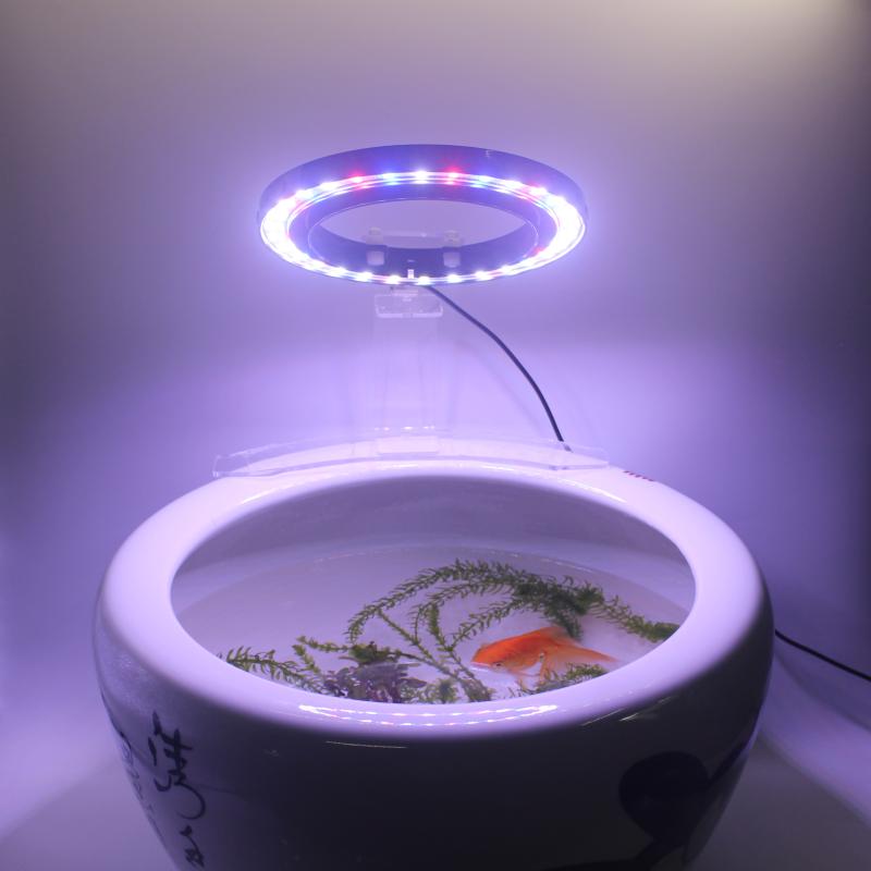 圆形陶瓷鱼缸专用LED照明灯光鱼盆地缸全光谱水草灯节能三色彩灯