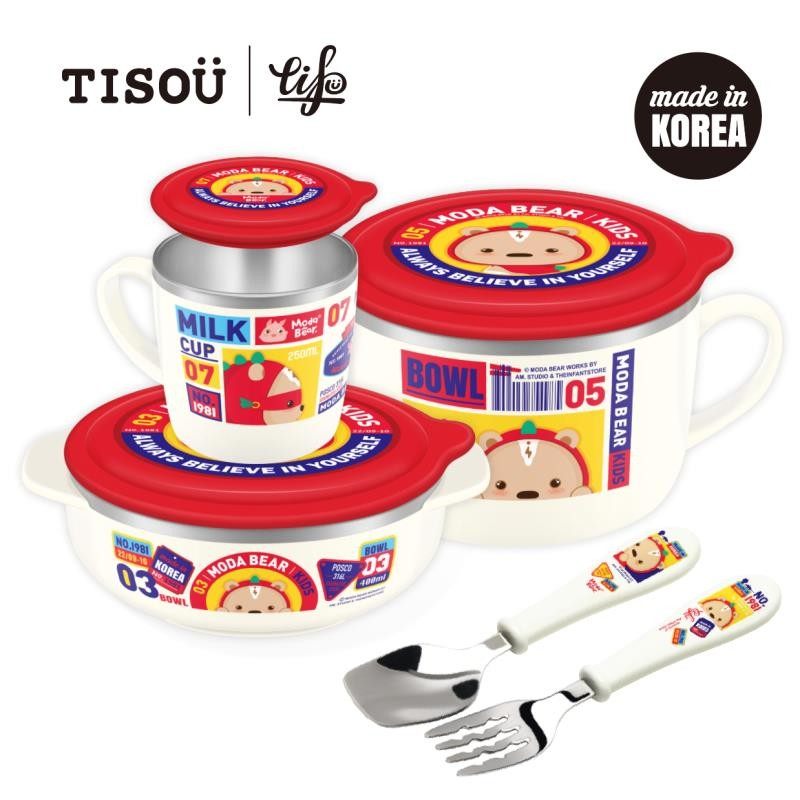 TISOU爱婴小铺宝宝儿童不锈钢叉勺水杯面碗学生吃饭家用餐具套装