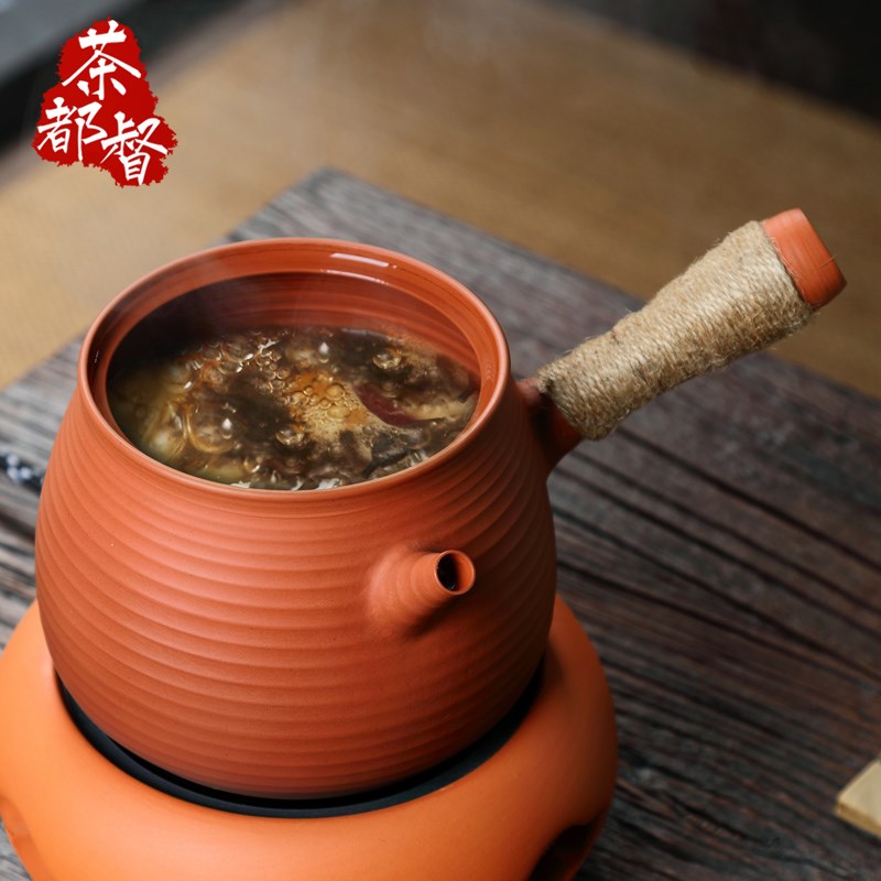 张少冬纯手工红泥砂铫壶潮州侧把陶壶泡茶烧水壶炭炉电陶炉煮茶器