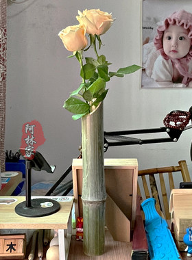 竹筒插花花瓶花盆创意手工壁挂竹子个性复古环保悬挂盆栽diy装饰