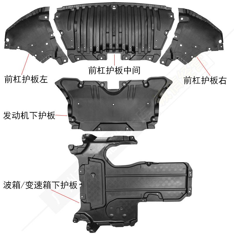 适用奔驰E级前杠下护板E300L三角板E260L底盘挡泥板E200L前唇护板