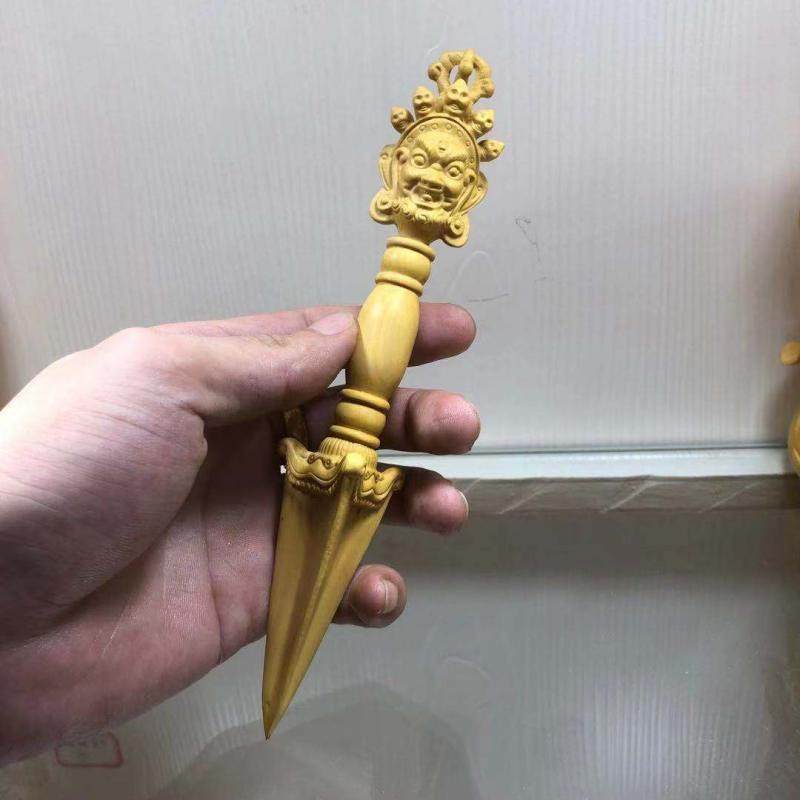 黄杨木雕金刚橛降魔杵护身符密宗法器随身文玩把件车载挂件工艺品