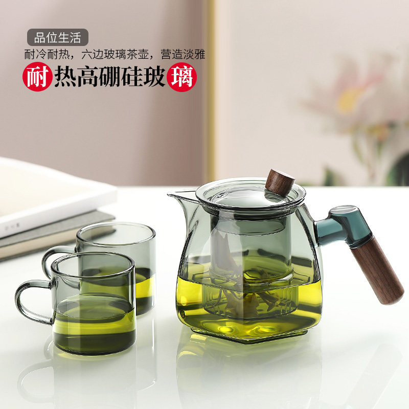 茶壶玻璃泡茶壶家用办公室泡茶耐高温煮茶壶套装花茶过滤茶具套装