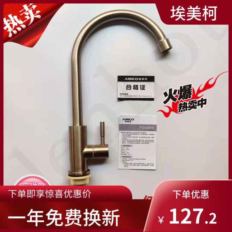 埃美柯XL538全铜单冷厨房菜盆水槽水龙头单柄单控洗涤水嘴