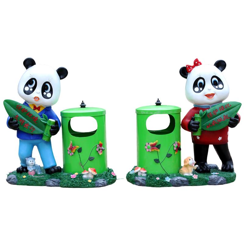 卡通动物玻璃钢雕塑分类垃圾桶果皮箱摆件户外景区公园幼儿园装饰