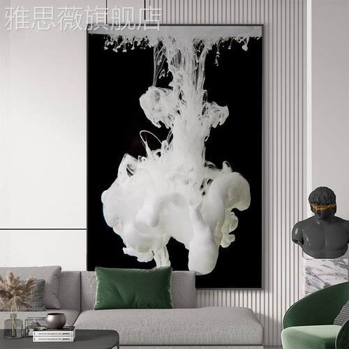 网红黑白极走简现约玄关装饰画代简抽象廊过道壁落画地轻奢挂画客