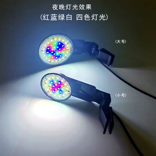 圆形鱼缸夹灯防水小圆灯LED照明鱼缸灯水草造景灯球圆形缸增色灯