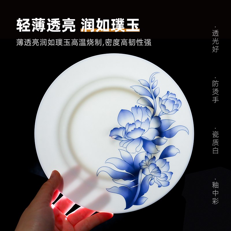 骨瓷家用盘子菜盘欧式牛排西餐盘陶瓷平盘水果碟子早餐盘釉中彩