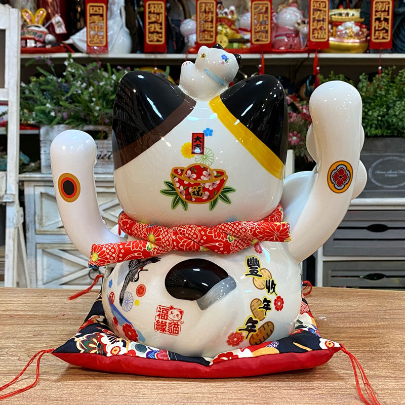 福旺财旺电动摇手招财猫大号客厅装饰摆件开业送礼乔迁礼品发财猫