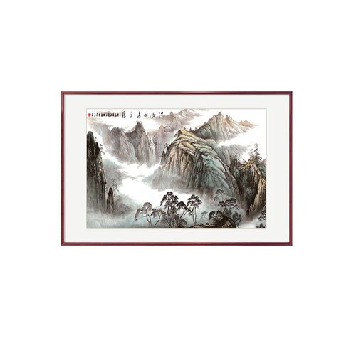 江山如此多娇国画山水画玄关走廊过道挂画新中式小幅客厅招财壁画