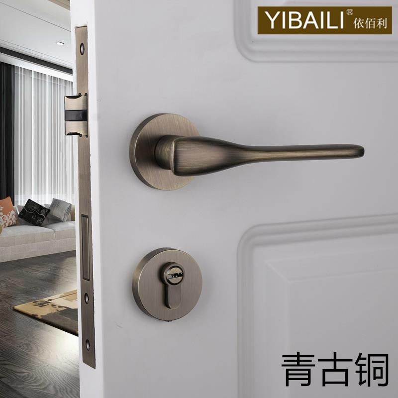 依佰利金色门锁轻奢室内北欧式亮金pvd门锁亮铬卧室静音磁吸门锁