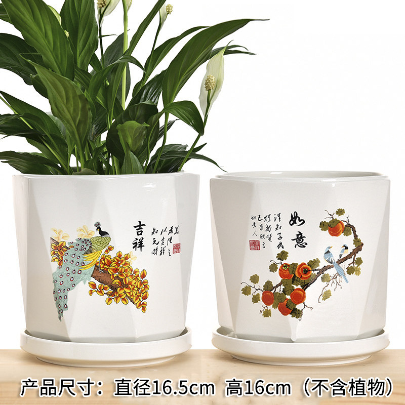 大号花盆陶瓷家用蝴蝶兰绿萝发财树三角梅君子兰文竹蟹爪兰专用盆图片