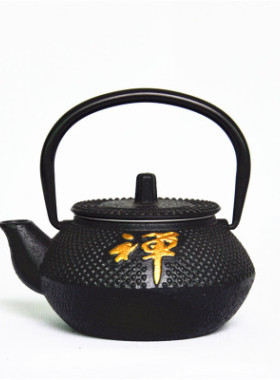 酒店茶楼装饰茶室软装复古铁艺礼品小茶壶茶架中式摆件铸铁壶煮茶