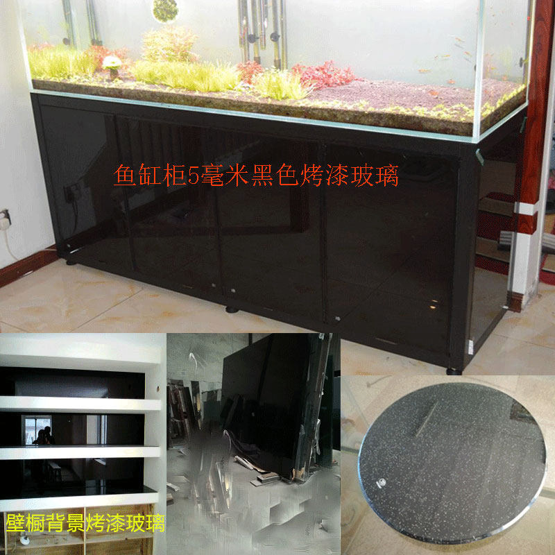 定做茶几黑色玻璃电视柜黑色玻璃黑色不透明烤漆钢化玻璃餐桌台面
