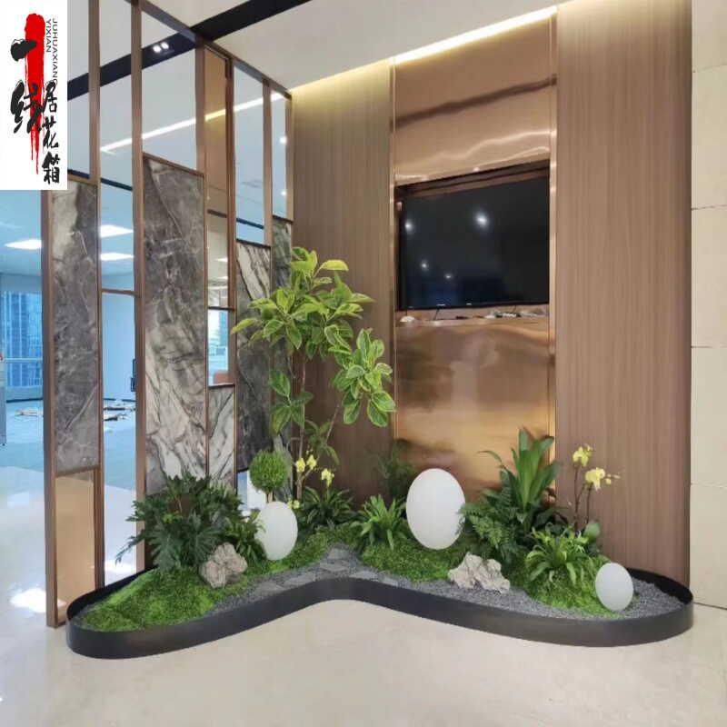 不锈钢造景弧形花箱定制组合阳台售楼部商业街铁艺花槽花坛种植箱