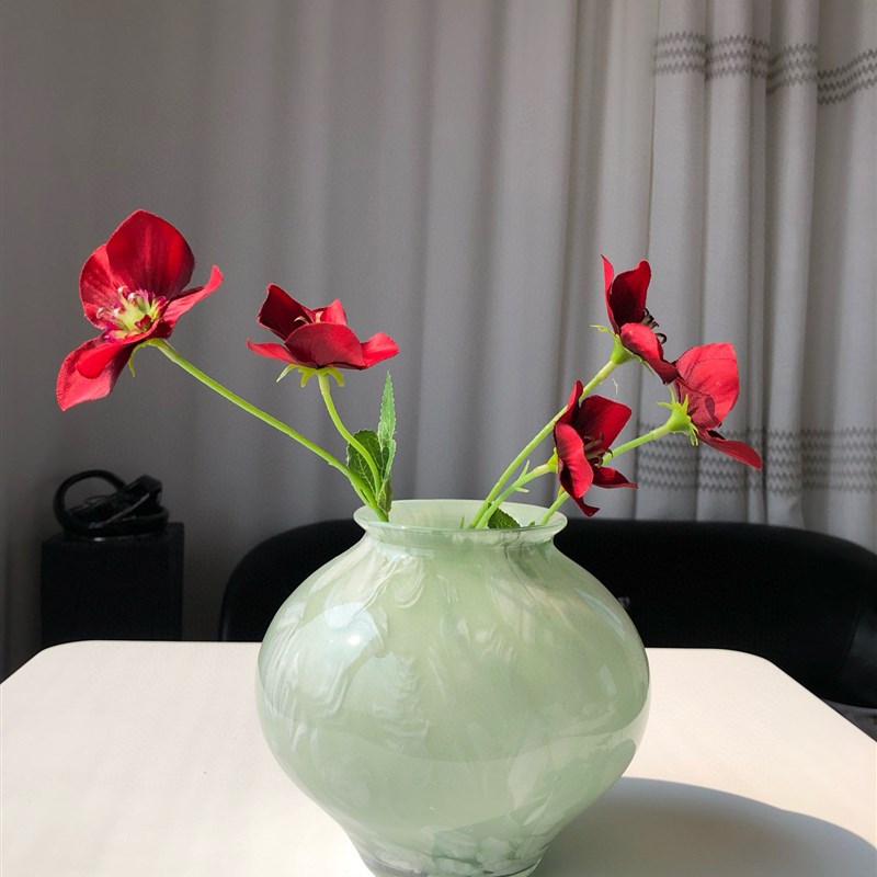 中古琉璃花瓶摆件网红轻奢高级感客厅桌面插花花器餐桌装饰品