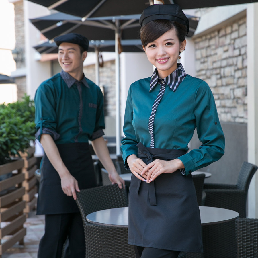 酒店服务员工作服长袖餐饮制服茶楼快餐店西餐厅工作服火锅店男女