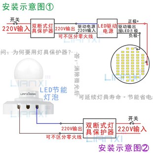 联矽智能双断式led灯防微光保护器LED灯具保护器防漏电防闪烁微亮