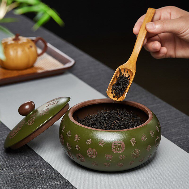 宜兴紫砂茶叶罐家用储存收纳醒茶罐精品高档密封家用陶瓷绿茶罐子