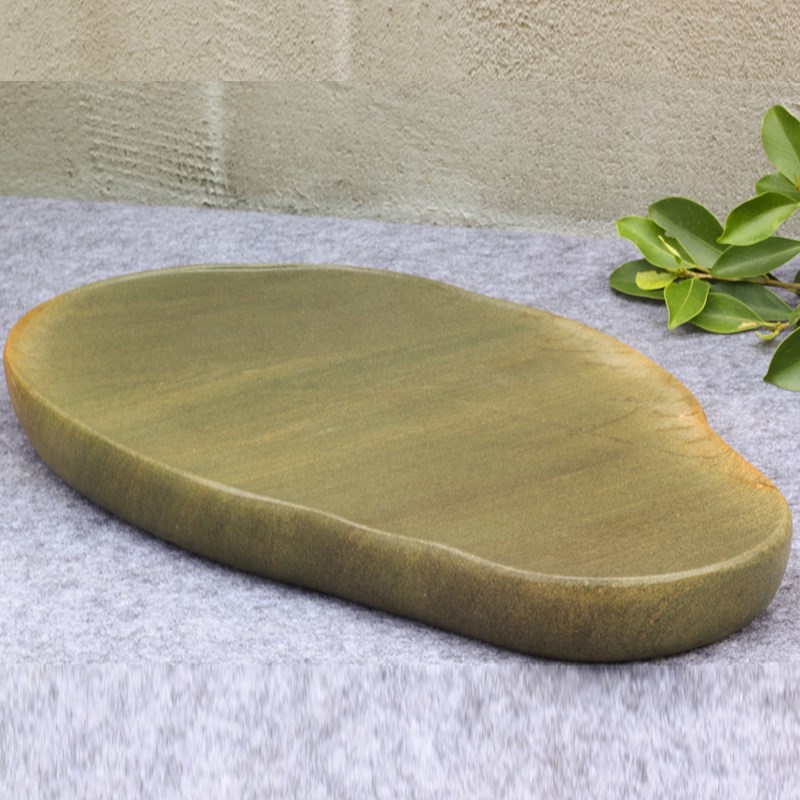 端砚砚石茶盘绿端天然原石手工制作简约干泡茶台茶具高档家用办公