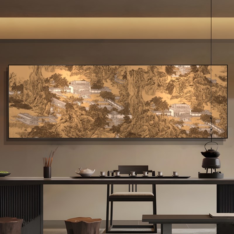 东方美学金箔高端装饰画新中式民宿酒店茶室书房国风古典挂画